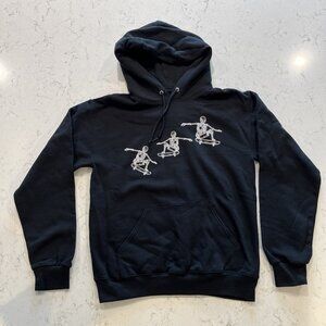 Bowery Supply Co Hoodie Skeleton Skateboard Streetwear Skater Men's S Black